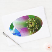 Roze Roos blauwe glazen bol Ovale Sticker (Envelop)