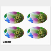 Roze Roos blauwe glazen bol Ovale Sticker (Vel)