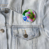 Roze Roos blauwe glazen bol Ronde Button 5,7 Cm (In situ)