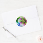 Roze Roos blauwe glazen bol Ronde Sticker (Envelop)