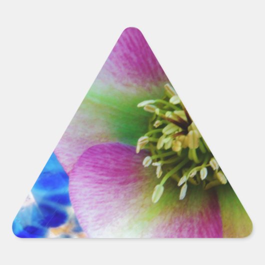 Roze Roos blauwe glazen bol Sticker (Voorkant)