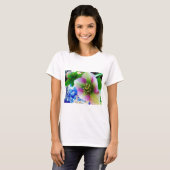 Roze Roos blauwe glazen bol T-shirt (Voorkant volledig)