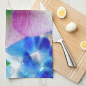 Roze Roos blauwe glazen bol Theedoek (Quarter Fold)