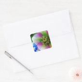 Roze Roos blauwe glazen bol Vierkante Sticker (Envelop)