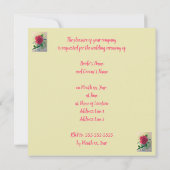 Roze Roos Blauwe Lint Aquarel Trouw Uitnodigingen (Achterkant)