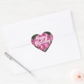 Roze  Roos Bloedfloreel Happy Birthday Hart Sticker (Envelop)