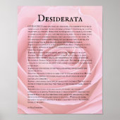 Roze Roos Bloei Desiderata Gedicht Poster (Voorkant)