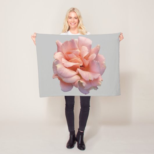 roze roos bloei fleece deken (In situ)