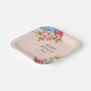 Roze Roos Bloei Moederdag Papieren Bordje