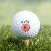 roze roos bloem aangepaste naam dames golfballen (Insitu Shirt)
