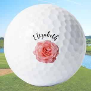  roze roos bloem aangepaste naam dames golfballen