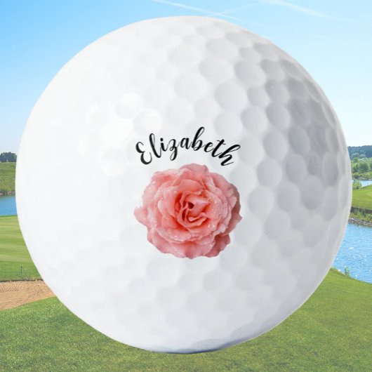 roze roos bloem aangepaste naam dames golfballen