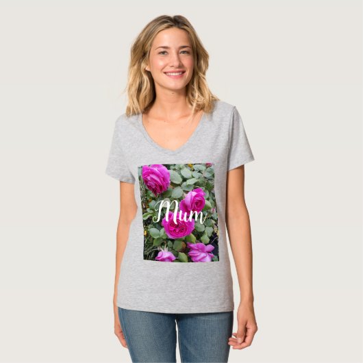 Roze Roos Bloem Birthday Mum T-Shi T-shirt (Voorkant volledig)