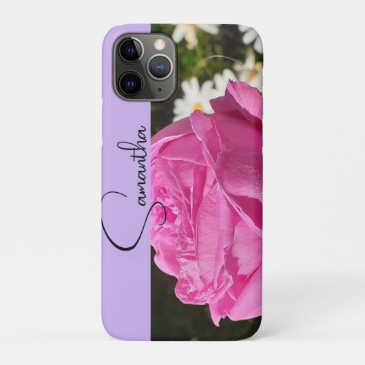 Roze Roos Bloem Bloem Foto Meisjes Naam Case-Mate iPhone Case (Achterkant)