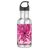 Roze  Roos Bloem bloem Fotomeisjes Naam Waterfles (Voorkant)