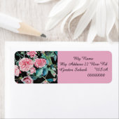 Roze roos bloem bloem terug adreslabels etiket (Insitu)