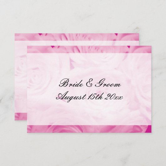 Roze roos bloem bloementhema bruiloft suite informatiekaartje (Voorkant / Achterkant)