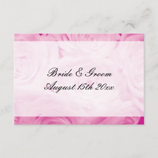 Roze roos bloem bloementhema bruiloft suite informatiekaartje (Voorkant)