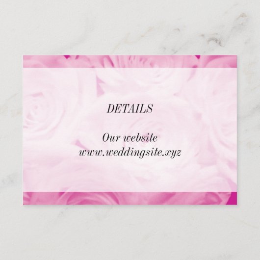 Roze roos bloem bloementhema bruiloft suite informatiekaartje (Achterkant)