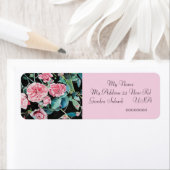 Roze Roos Bloem Bloemige Retouradreslabels Etiket (Insitu)