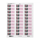 Roze Roos Bloem Bloemige Retouradreslabels Etiket (Full Sheet)