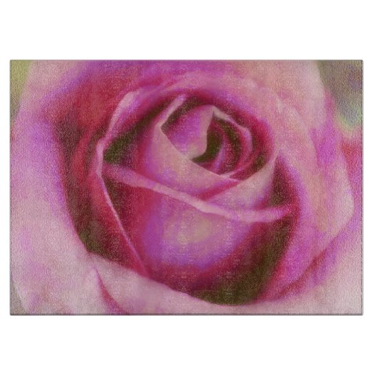 Roze Roos Bloem Bloemstuk Glas Snijplank (Voorkant)