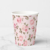 Roze Roos Bloem Bruidsdouche Papieren Bekers (Rechts)