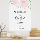 Roze Roos Bloem Bruiloft Feest Welkomstbord Poster (Keuken)
