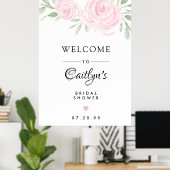 Roze Roos Bloem Bruiloft Feest Welkomstbord Poster (Thuiskantoor)