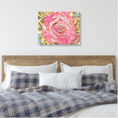 Roze roos bloem canvas afdruk (Insitu (Slaapkamer))