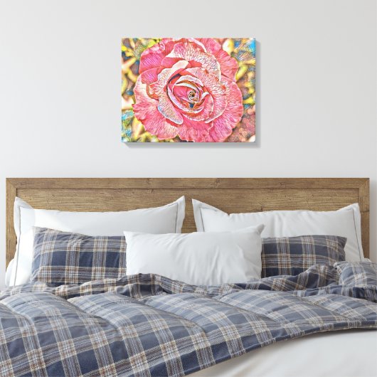 Roze roos bloem canvas afdruk (Insitu (Slaapkamer))