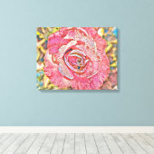 Roze roos bloem canvas afdruk (Insitu (Houten vloer))