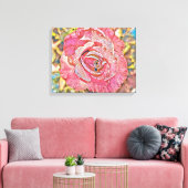 Roze roos bloem canvas afdruk (Insitu (Woonkamer))
