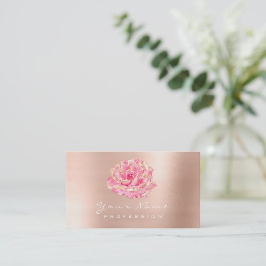 Roze roos bloem goud Champagne elegant
 Visitekaartje (Staand voorkant)