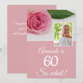 Roze Roos Bloem Grappige Foto Bloemige 60e Verjaar (Voorkant / Achterkant)