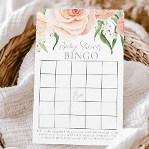 Roze Roos Bloem Meisje Baby Shower Bingo Spelkaart