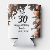 Roze roos bloem moderne 30e verjaardag blikjeskoeler (Achterkant)