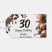 Roze roos  bloem moderne 30e verjaardag cadeaulabel (Achterkant Horizontaal)