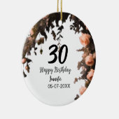 Roze roos  bloem moderne 30e verjaardag keramisch ornament (Rechts)