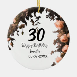 Roze roos  bloem moderne 30e verjaardag keramisch ornament