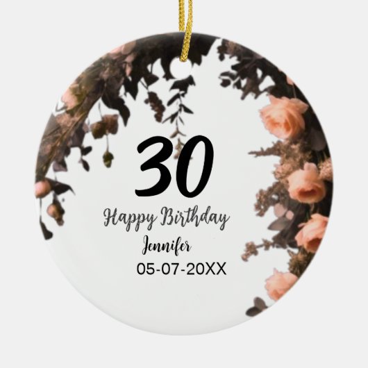 Roze roos  bloem moderne 30e verjaardag keramisch ornament (Voorkant)