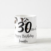 Roze roos bloem moderne 30e verjaardag koffiemok (Center)