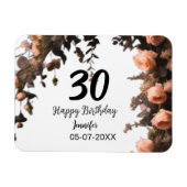 Roze roos bloem moderne 30e verjaardag magneet (Horizontaal)