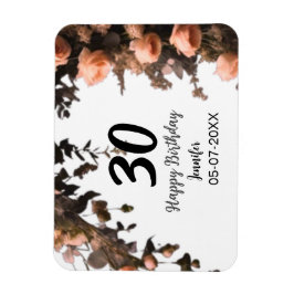 Roze roos  bloem moderne 30e verjaardag magneet