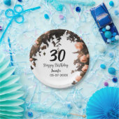 Roze roos  bloem moderne 30e verjaardag papieren bordje (Feest)