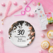 Roze roos  bloem moderne 30e verjaardag papieren bordje (Feest)