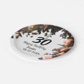 Roze roos  bloem moderne 30e verjaardag papieren bordje (Gekanteld)