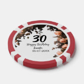 Roze roos bloem moderne 30e verjaardag poker chips (Enkel)