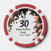 Roze roos bloem moderne 30e verjaardag poker chips (Achterkant)