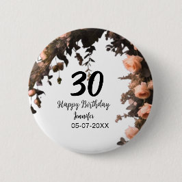 Roze roos  bloem moderne 30e verjaardag ronde button 5,7 cm